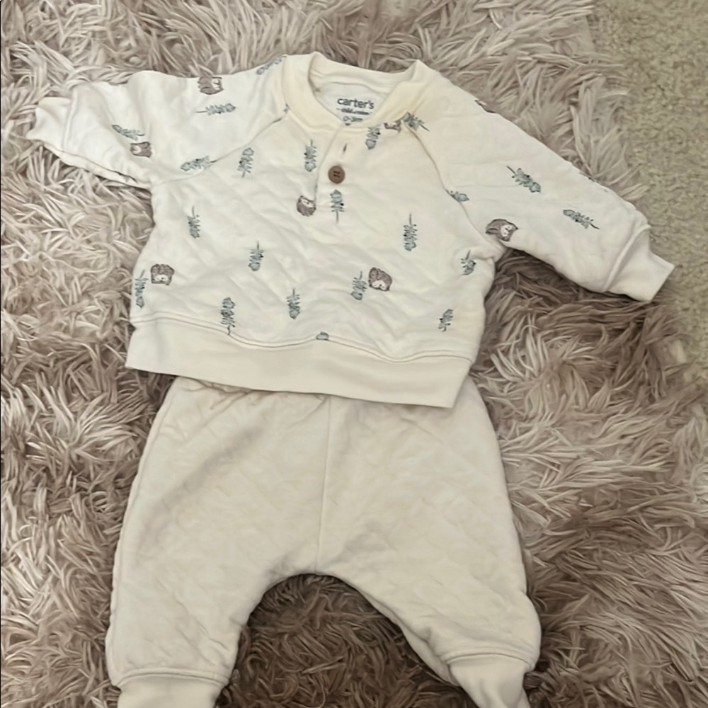 Carter's Cream Sweatshirt and Pants Set with Animal Print